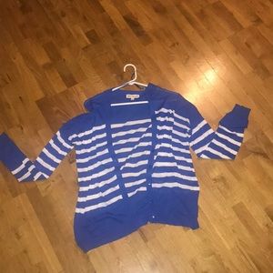 Striped royal blue and white cardigan